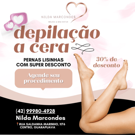 Nilda Marcondes – Beleza & Bem Estar Guarapuava | Depilação a Cera | Ventosaterapia | Limpeza de Pele | Banho de Lua Depilação a Cera Guarapuava em Guarapuava-PR